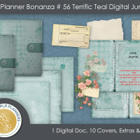 Digital Planner Bonanza # 56 Terrific Teal Digital Junk Journal