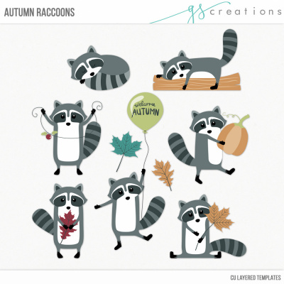 Autumn Raccoons Layered Templates