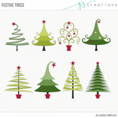 Festive Trees Layered Templates