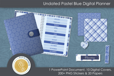 Undated Pastel Blue Digital Planner