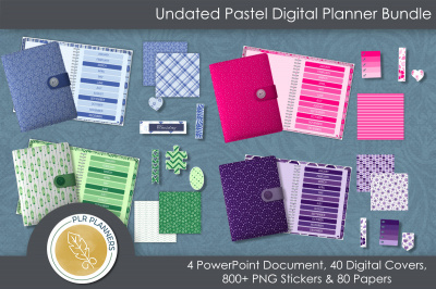 Undated Pastel Rainbow Digital Planner BUNDLE